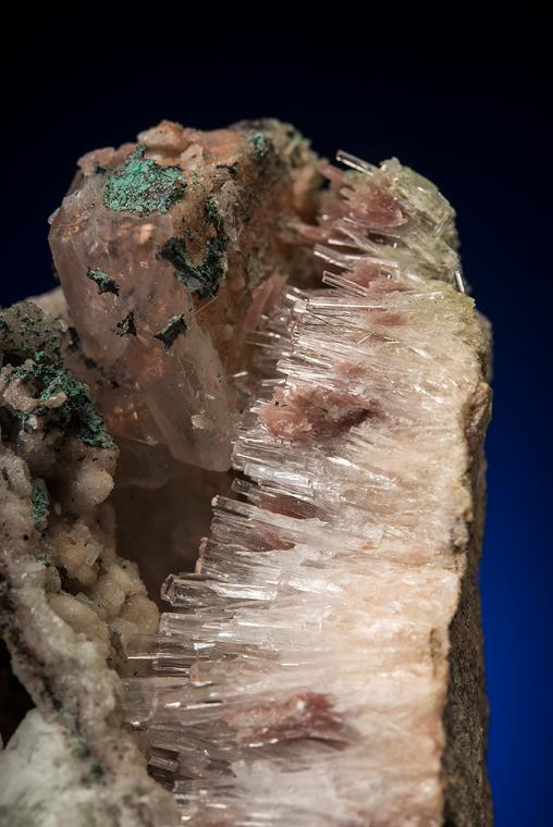 NATROLITE with PREHNITE, ANALCIME and COPPER in CALCITE